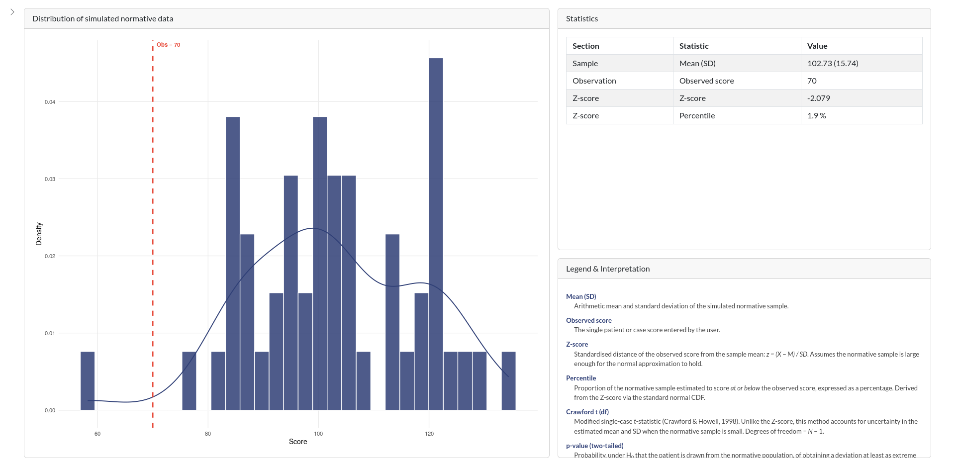 Screenshot of the app